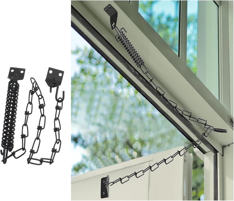 OZXNO 1 Set Screen Door Chain Storm Door Protector Chain and Spring Heavy Duty Storm Door Closer (Silver) - Image 4